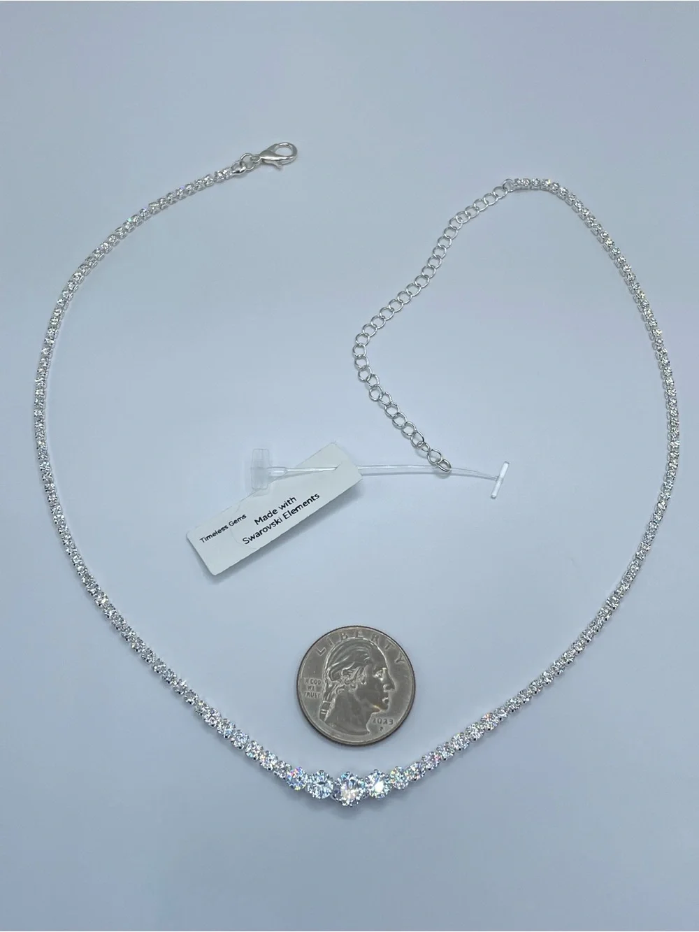 Swarovski Crystal Elements White Crystal Tennis Necklace Bridal Formal